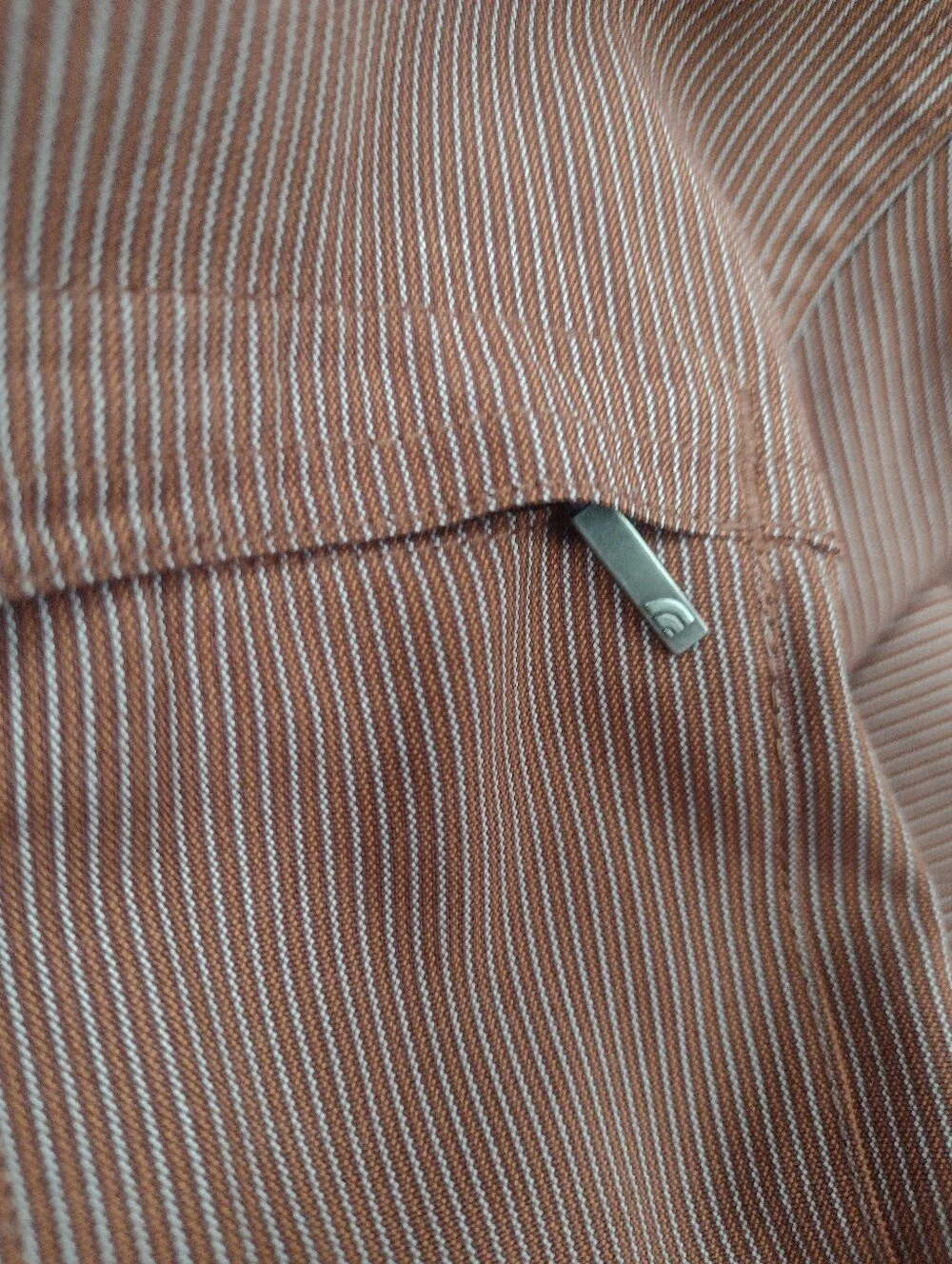 The North Face Striped Modal Button Up Zip Pocket Roll Tab Sleeve Hiking Shirt